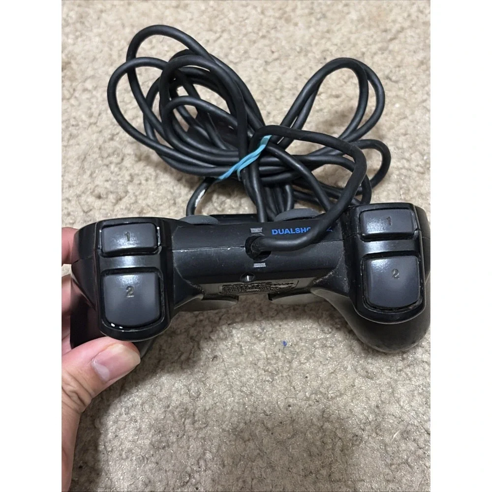 Lot Of 3 Sony Ps2 Controllers Clear Smoke Transparent Blue And Original Black